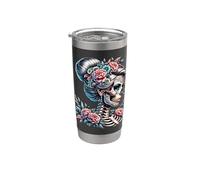 La Catrina Mystérieuse Beauté de la Rose Dia de los Muertos Gobelet isotherme en acier inoxydable double paroi