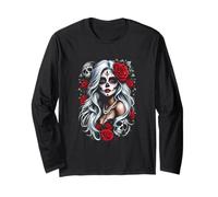 La Catrina Mystérieuse Beauté de la Rose Dia de Los Muertos Manche Longue