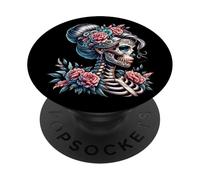 La Catrina Mystérieuse Beauté de la Rose Dia de Los Muertos PopSockets PopGrip Adhésif