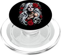 La Catrina Mystérieuse Beauté de la Rose Dia de Los Muertos PopSockets PopGrip pour MagSafe