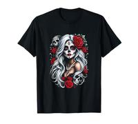 La Catrina Mystérieuse Beauté de la Rose Dia de Los Muertos T-Shirt