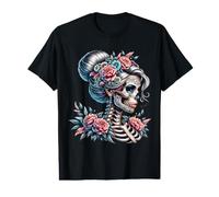 La Catrina Mystérieuse Beauté de la Rose Dia de Los Muertos T-Shirt Graphique avec Valeur