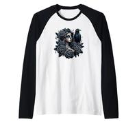 La Catrina Mystérieuse Beauté des Roses Dia de Los Muertos Manche Raglan