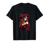 La Catrina Mystérieuse Beauté Dia de Los Muertos Papillon T-Shirt