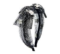 la ceinture, la tête, Bandeaux for femmes, faisceaux de cheveux, épingles à cheveux, nœuds en maille, bandeaux larges(Black)