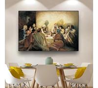 La Cène de Léonard de Vinci, célèbre tableau sur toile, affiches et impressions religieuses de Jésus, tableau mural pour décoration de salon, 70 x 90 cm (28 x 35 pouces)