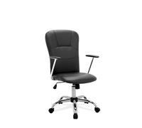 La Chaise Espagnle Medinaceli - Chaise de bureau ou études de style Directeur avec accoudoirs, dossier tapissé et base chromé, noir