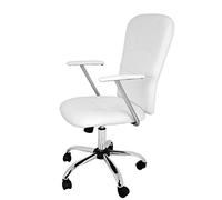 La Chaise Espagnle Medinaceli - Chaise de bureau ou études de style Directeur avec accoudoirs, dossier tapissé et base chromé, blanc