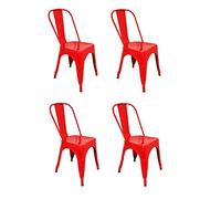 La Chaise Espagnole - Lot de 4 Chaises de style Tolix avec dossier, Bleu Turquoise, 85x54x45,5