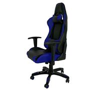 La Chaise Espagnole Peñiscola - Chaise de bureau ou études style Gaming, avec accoudoirs, dossier tapissé, bleu et noir