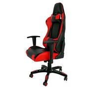 La Chaise Espagnole Peñiscola - Chaise de bureau ou études style Gaming, avec accoudoirs, dossier tapissé, rouge et noir
