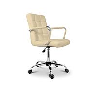 La Chaise Espagnole Tenerife - Fauteuil, Chaise avec roulettes, Simili cuir, Beige, 51 x 49 x 104cm