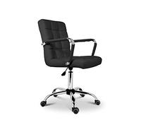 La Chaise Espagnole Tenerife - Fauteuil, Chaise avec roulettes, Simili cuir, Noir, 51 x 49 x 104cm