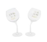 LA CHAISE LONGUE - Coffret 2 Verres Penchés "Vilaines Filles" - Verre - Usage Humoristique, Art de la Table, Citation Amusante - Taille 10.7 x 21 x 9 cm - Poids 140 g - Transparent