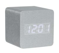 La Chaise Longue - Réveil LED Carré Gris Argent - PVC et MDF - High Tech, Objet Connecté, Affichage LED Blanc - Taille 6.6 x 6.8 x 6.6 - Poids 122 g - Couleur Argent
