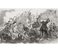 La charge des 2e dragons du capitaine Charles May à la bataille de Resaca de la Palma 9 mai 1846 pendant la guerre américano-mexicaine. Après une illustration du XIXe siècle par Carl Emil Doepler