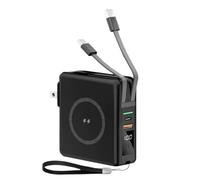 La Charge magnétique sans Fil de la Banque d’Alimentation 15W est livrée avec Une Banque d’Alimentation Mobile de Grande capacité à Double Fil PD22.5W, Noir