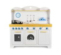 Leomark Cuisine Excellent MasterChef Jouet en Bois Interactive avec lumière et Son, cuisinière Micro-Ondes évier Accessoires, Cuisine en Bois Enfant, Grande Cuisinière, Construction Solide et Stable