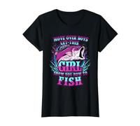 La Chemise de pêche pour Fille Permet à Cette Fille de Vous Montrer Comment pêcher T-Shirt Graphique avec Valeur, Femme, Noir, L