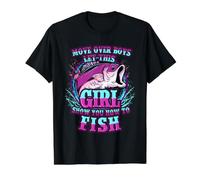 La Chemise de pêche pour Fille Permet à Cette Fille de Vous Montrer Comment pêcher T-Shirt Graphique avec Valeur, Homme, Noir, L