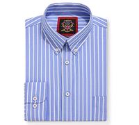 La chemise Elizabeth Bold Stripe Oxford pour homme,Col boutonné,Bureau de travail ou tenue décontractée,Par Janeo British Apparel. (Ocean Blue, 2XL)