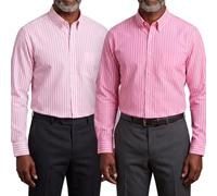 La chemise Oxford rayée pour homme Elizabeth (Ensemble de deux dans sa bande inversée), Col boutonné Bureau de travail ou tenue décontractée. Par Janeo British Apparel. (Vintage Pink, 3XL)