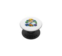La chèvre de Montagne Pousse la Boule de Neige à Travers des Fleurs d'hiver audacieuses PopSockets PopGrip Adhésif