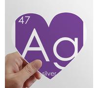 la Chimie des éléments Tableau des métaux de Transition, Silver AG Les Autocollants d'ordinateur ou de Bagage avec la Forme de cÅ“ur