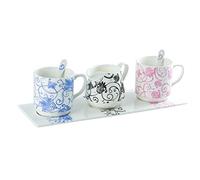 La Cija Paris Ensemble avec 2 Tasses-Plateau et cuillères à Lait en Porcelaine Blanc