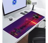 La Cité au Clair de Lune Rouge Tapis de Souris XXL 1500x800x2 mm Grand Tapis de Souris Gaming, Base en Caoutchouc antidérapante,Extended Clavier Mousepad pour Maison/Bureau/Gamer