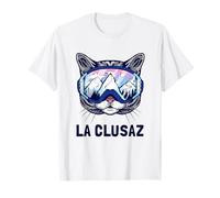 La Clusaz Alpes Montagne Panorama Lunettes de ski Chats T-Shirt