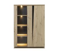 La collection Split comprend des meubles de séjour modernes avec un décor chaleureux en chêne artisan. Les fentes visibles dans les
