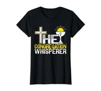 La Congrégation Whisperer Pastor Preacher Religious T-Shirt Graphique avec Valeur, Femme, Noir, M