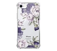 La Coque Francaise Coque Compatible avec iPhone 7/8/ iPhone SE 2020 Silicone Coins antichocs Solide Protection complète Resistant Transparente Pivoines Violettes Motif Ecriture Tendance
