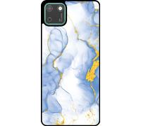 La coque Smartphonica convient pour Huawei Y5P avec impression de marbre bleu clair - Coque arrière en TPU bleu clair Design marbre doré