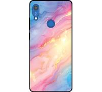 La coque Smartphonica convient pour Huawei Y6S avec impression de marbre pailleté arc-en-ciel - Coque arrière TPU Arc-en-ciel Design marbré pailleté