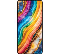 La coque Smartphonica convient pour Huawei Y6S avec impression marbrée or arc-en-ciel - Coque arrière en TPU or arc-en-ciel Design marbré