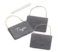 La Cordeline 3 ETIQUETTES ARDOISE NATURELLE A SUSPENDRE 7 X 10CM + 1 CRAYON CRAIE, 0,5x7x10 cm