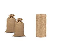 La Cordeline ACJN28PAL-L2 Lot 2 Sacs Pommes de terre Toile de Jute 60x105 cm, 305 gr/m2, 50kg Naturel & Ficelle Jute Naturel Ø1.5mm ±100m pour Le Jardinage, Bricolage, activités manuelles BJN100