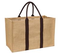 La Cordeline Cabas en Toile de Jute Naturel Anses marron 55x25x35cm 48 litres - Sac courses, à bois - Réutilisable