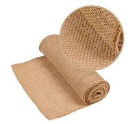 La cordeline - Chemin de Table en Jute avec Fil Doré - 30 cm x 5 m - Toile de Jute Naturelle Bord Cousu - Décoration Mariage Bohème, Noël, Anniversaire, DIY et Table de Fête