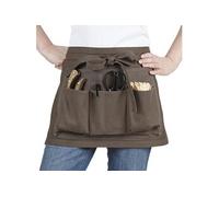 Tablier court pour jardinage, 100 % coton, teinte chocolat, 7 poches, coutures renforcées, La Cordeline CJN45FC