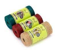 LA CORDELINE Lot 3 Ficelles Jute Naturel 2mm ±160m - Coloris Naturel, Vert, Rouge Framboise