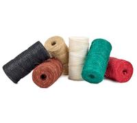 La Cordeline - Lot de 6 Ficelles en Jute Naturelle 100m - Noir Blanc Naturel Rouge Vert Marron - Cordelette Jute pour Jardinage, Bricolage, Emballage Cadeaux, Décoration, DIY