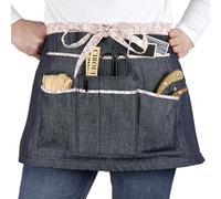 La Cordeline Tablier 7 Poches, Bleu Jean avec Bordure Liberty, 35 x 64 cm, 100% Coton pour le jardin, bricolage