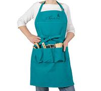 La cordeline Tablier de Jardinage Long Coton Épais - 5 Poches Renforcées, Réglable et Lavable - Idéal Jardinage, Bricolage, Cuisine - Couleur Bleu Pétrole