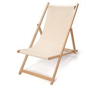 La cordeline Transat Chilienne Hêtre Naturel Pliante, Toile Coton Beige