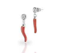 LA CORNE ITALIENNE Boucles d'Oreilles Vabbe Puces et Corne Rouge Acier Inoxydable