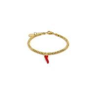 LA CORNE ITALIENNE Bracelet L'Iconica Mixte Perles en acier Argenté Corno Corona Acier (Acier doré Corne Rouge)