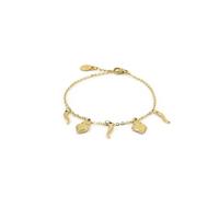 LA CORNE ITALIENNE Bracelet Vabbe Femme Chaîne en acier Argenté, Corne, Cœur sacré en Acier (Doré)